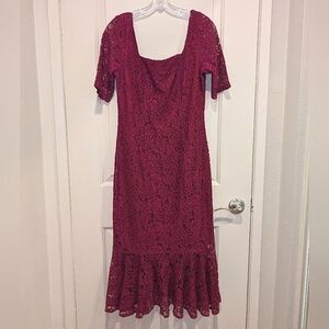 NANETTE LEPORE NWOT Womens Semi Formal Lace  Flounce-hem Midi Dress Size 8 NWOT